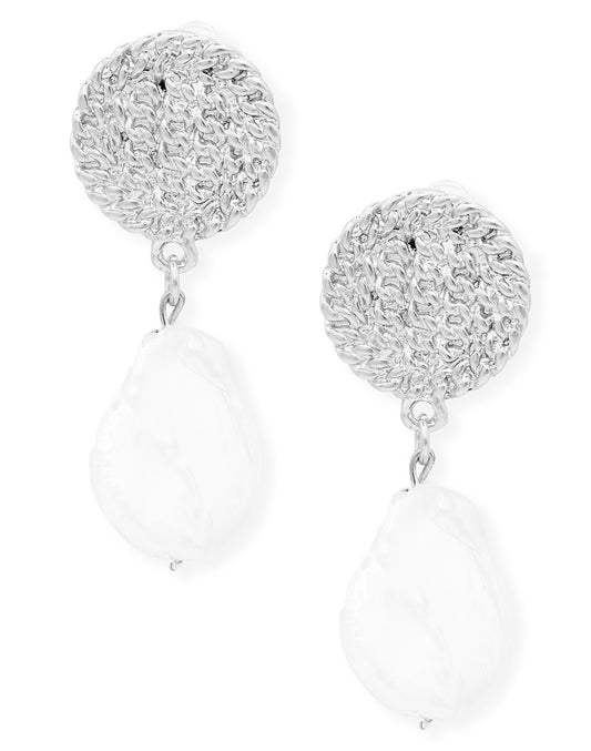 E71646 Boucles d'oreilles perle blanche - Karine Sultan - Karine Sultan