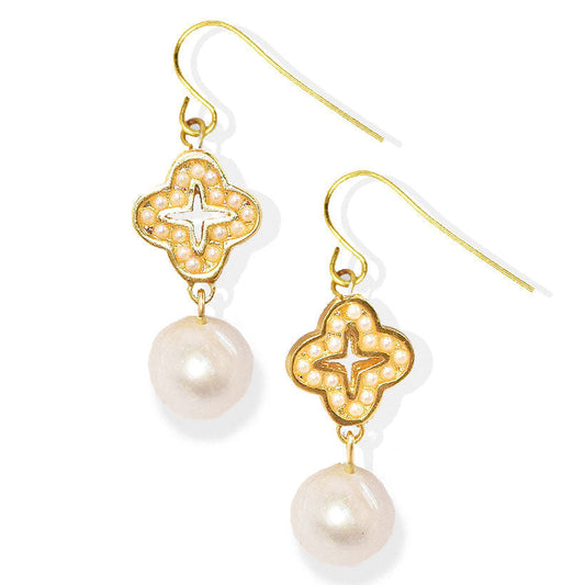 E71616 Boucles d'oreilles Perle blanche - Karine Sultan - Karine Sultan