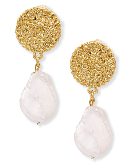 E71646 Boucles d'oreilles perle blanche - Karine Sultan - Karine Sultan